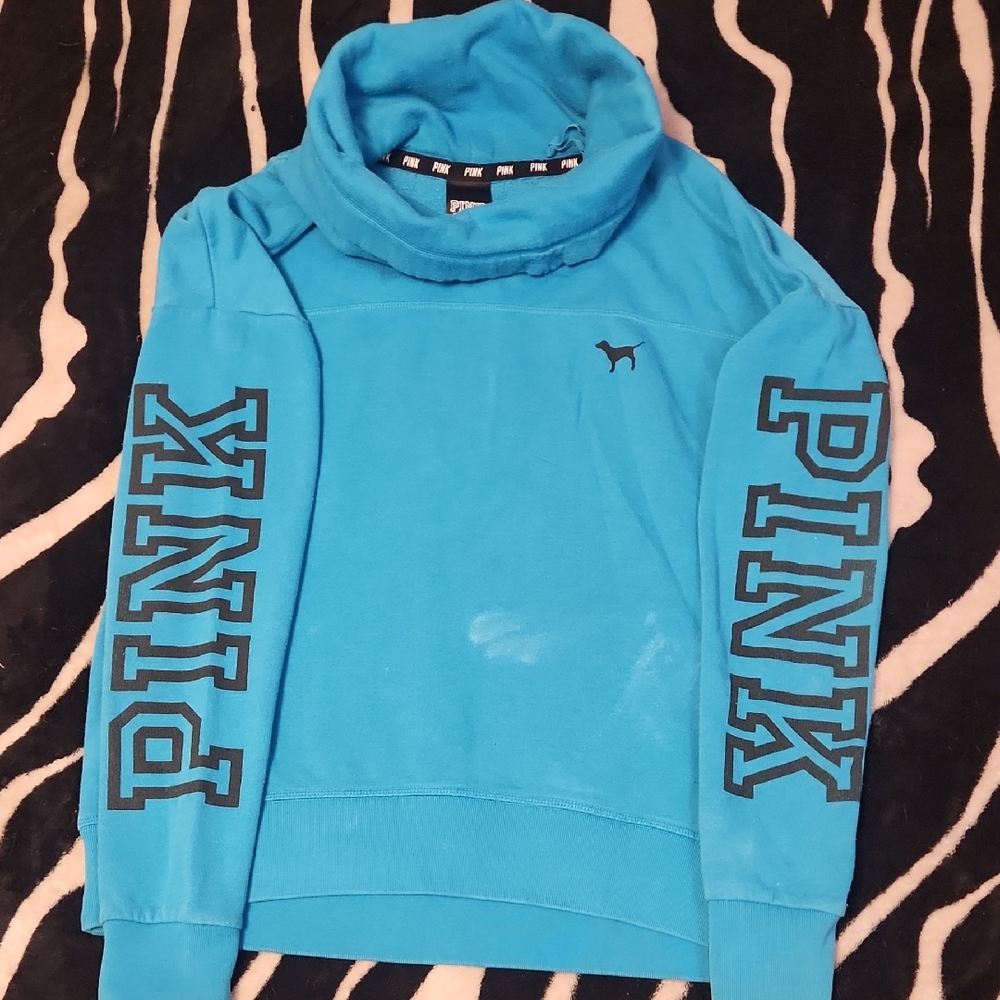 PINK Victoria's Secret Turquoise Cowl Neck Sweater